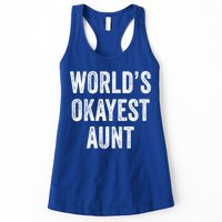 Worlds Okayest Aunt Funny Best Auntie Ever Mom Vintage Gift Womens Tank Top