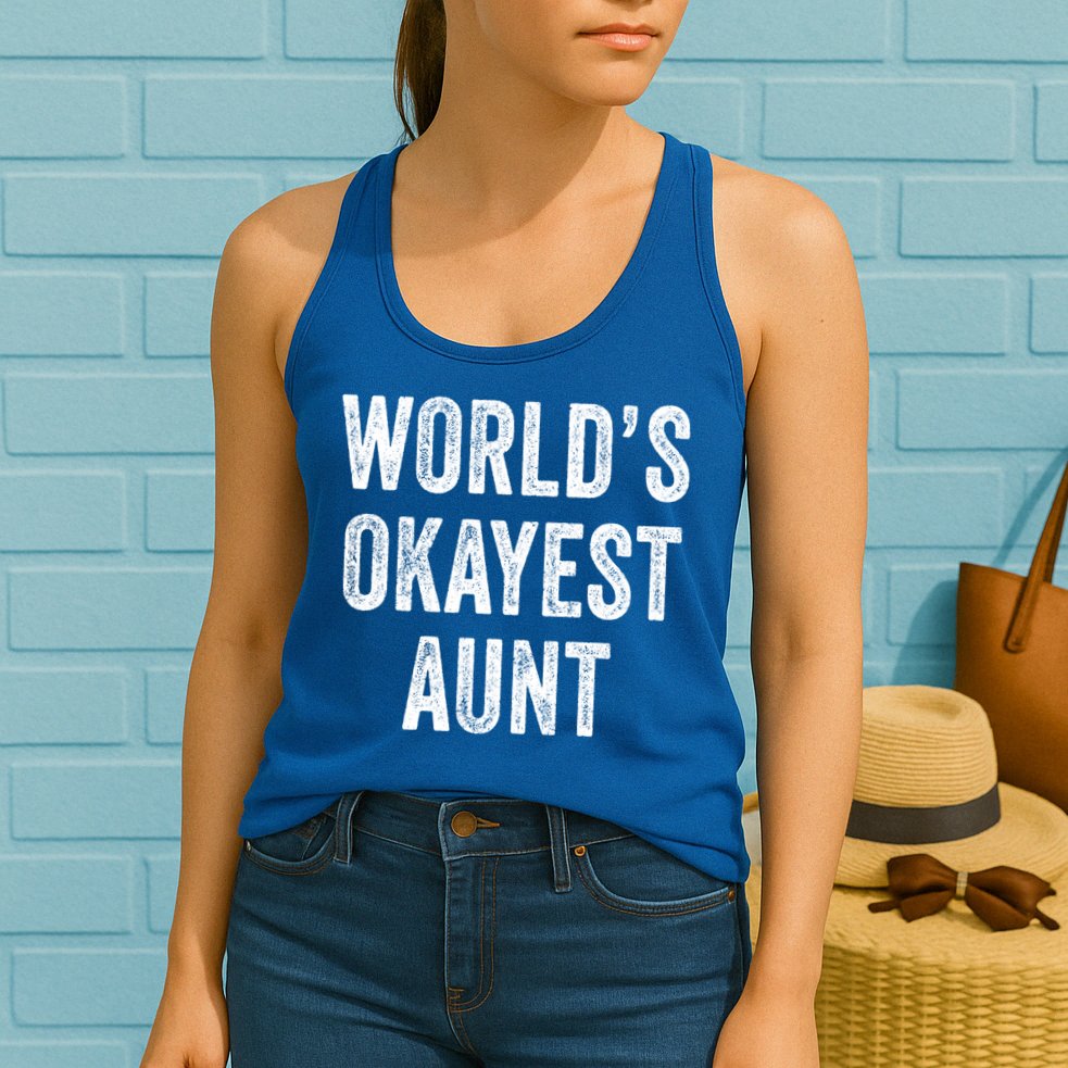 Worlds Okayest Aunt Funny Best Auntie Ever Mom Vintage Gift Womens Tank Top