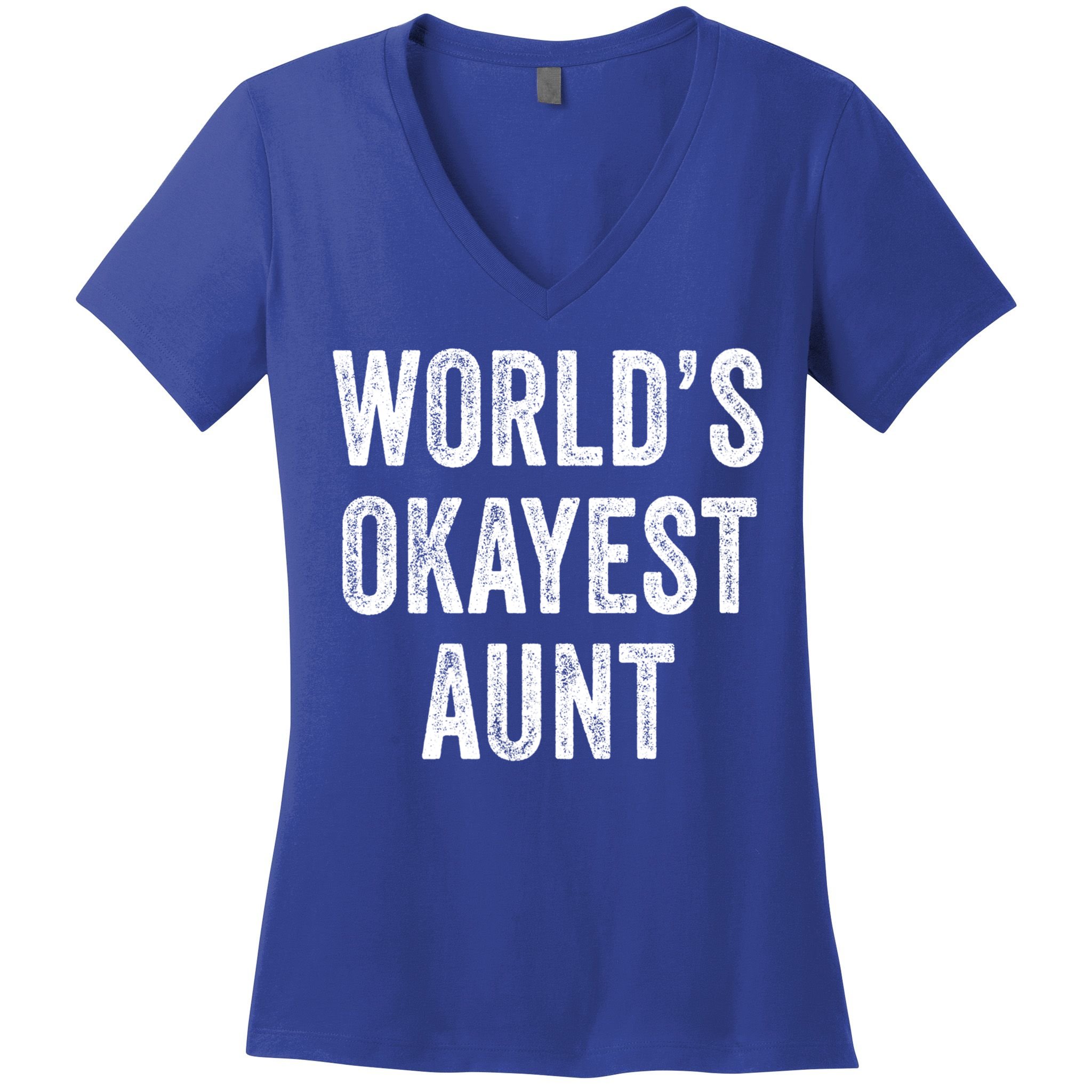 Worlds Okayest Aunt Funny Best Auntie Ever Mom Vintage Gift Women's V-Neck T-Shirt