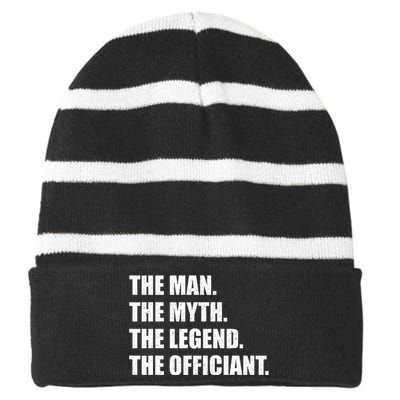 Wedding Officiant Art Ordained Minister Striped Beanie with Solid Band