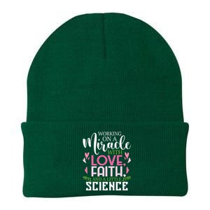 Working On A Miracle Embryo Transfer Ivf Support Pregnancy Knit Cap Winter Beanie