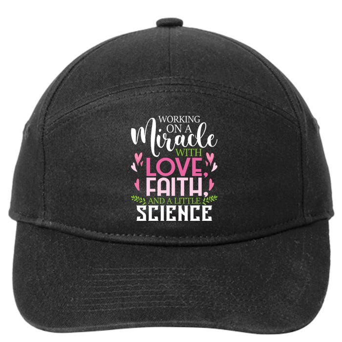 Working On A Miracle Embryo Transfer Ivf Support Pregnancy 7-Panel Snapback Hat