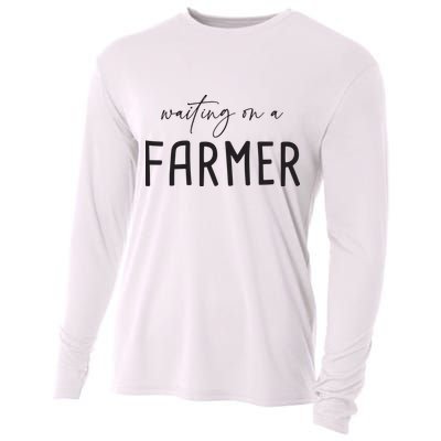 Waiting On A Farmer Funny Farmer Wife Cooling Performance Long Sleeve Crew