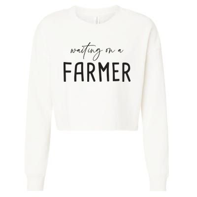 Waiting On A Farmer Funny Farmer Wife Cropped Pullover Crew