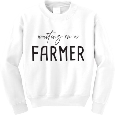 Waiting On A Farmer Funny Farmer Wife Kids Sweatshirt