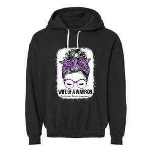 Wife of a Warrior Purple Ribbon Testicular Cancer Awareness Garment-Dyed Fleece Hoodie