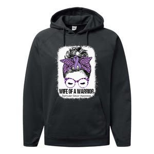 Wife of a Warrior Purple Ribbon Testicular Cancer Awareness Performance Fleece Hoodie