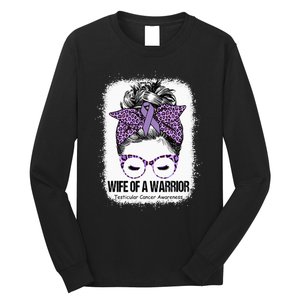 Wife of a Warrior Purple Ribbon Testicular Cancer Awareness Long Sleeve Shirt