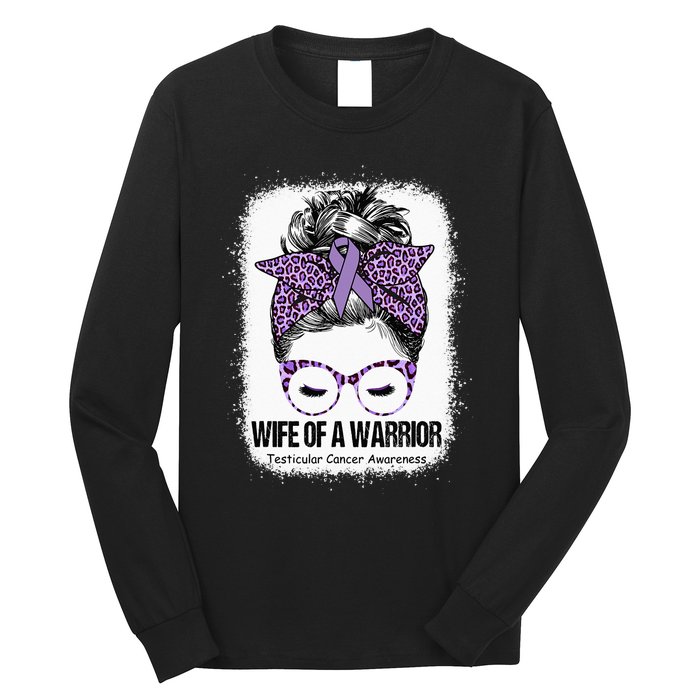 Wife of a Warrior Purple Ribbon Testicular Cancer Awareness Long Sleeve Shirt