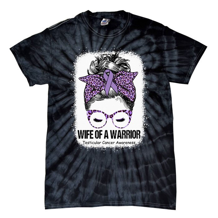 Wife of a Warrior Purple Ribbon Testicular Cancer Awareness Tie-Dye T-Shirt