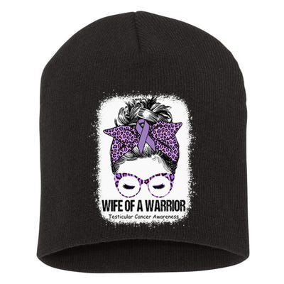 Wife of a Warrior Purple Ribbon Testicular Cancer Awareness Short Acrylic Beanie