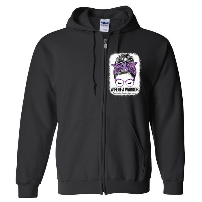 Wife of a Warrior Purple Ribbon Testicular Cancer Awareness Full Zip Hoodie