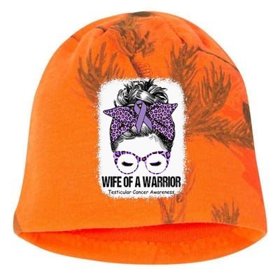 Wife of a Warrior Purple Ribbon Testicular Cancer Awareness Kati - Camo Knit Beanie