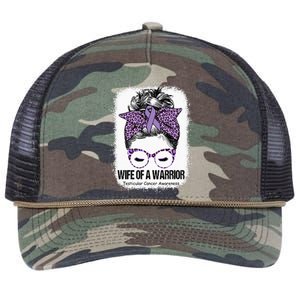 Wife of a Warrior Purple Ribbon Testicular Cancer Awareness Retro Rope Trucker Hat Cap