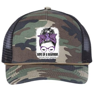 Wife of a Warrior Purple Ribbon Testicular Cancer Awareness Retro Rope Trucker Hat Cap