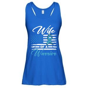 Wife Of A Warrior Usa Flag Prostate Cancer Awareness Great Gift Ladies Essential Flowy Tank