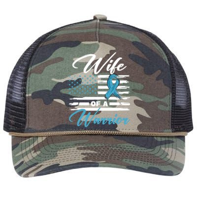 Wife Of A Warrior Usa Flag Prostate Cancer Awareness Great Gift Retro Rope Trucker Hat Cap