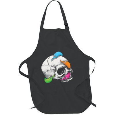 Worms On A String On A Skull Full-Length Apron With Pockets