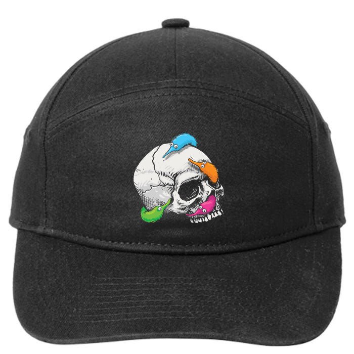 Worms On A String On A Skull 7-Panel Snapback Hat