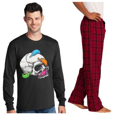 Worms On A String On A Skull Long Sleeve Pajama Set