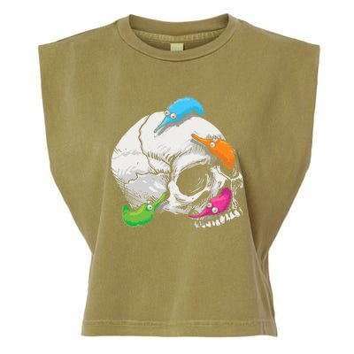 Worms On A String On A Skull Garment-Dyed Women's Muscle Tee