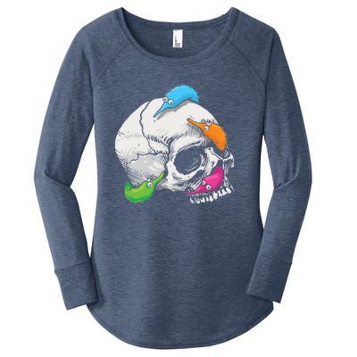 Worms On A String On A Skull Women's Perfect Tri Tunic Long Sleeve Shirt