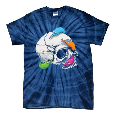 Worms On A String On A Skull Tie-Dye T-Shirt