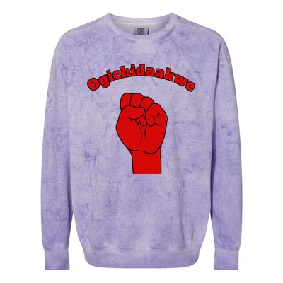 Warrior Ogichidaakwe Anishinaabe Ojibwe Chippewa Language Colorblast Crewneck Sweatshirt