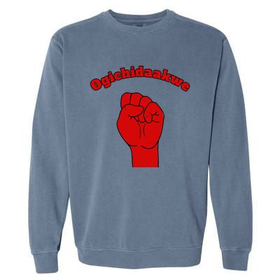 Warrior Ogichidaakwe Anishinaabe Ojibwe Chippewa Language Garment-Dyed Sweatshirt