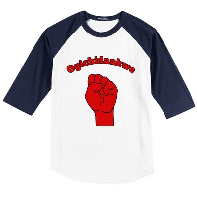 Warrior Ogichidaakwe Anishinaabe Ojibwe Chippewa Language Baseball Sleeve Shirt