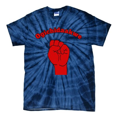 Warrior Ogichidaakwe Anishinaabe Ojibwe Chippewa Language Tie-Dye T-Shirt