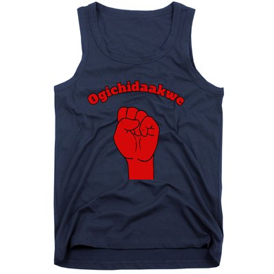 Warrior Ogichidaakwe Anishinaabe Ojibwe Chippewa Language Tank Top