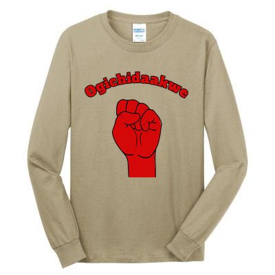 Warrior Ogichidaakwe Anishinaabe Ojibwe Chippewa Language Tall Long Sleeve T-Shirt