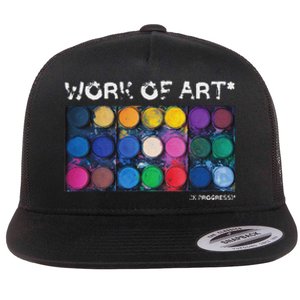 Work Of Art In Progress Perfect Artist Gift Flat Bill Trucker Hat