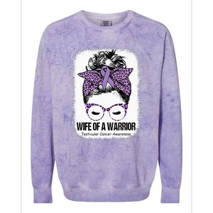 Wife Of A Warrior Purple Ribbon Testicular Cancer Awareness Colorblast Crewneck Sweatshirt