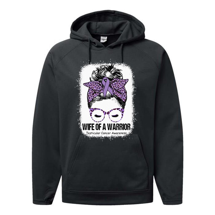 Wife Of A Warrior Purple Ribbon Testicular Cancer Awareness Performance Fleece Hoodie