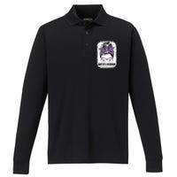 Wife Of A Warrior Purple Ribbon Testicular Cancer Awareness Performance Long Sleeve Polo