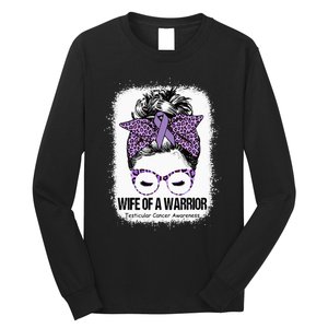 Wife Of A Warrior Purple Ribbon Testicular Cancer Awareness Long Sleeve Shirt