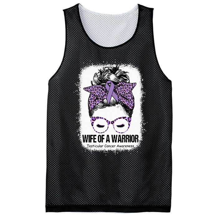 Wife Of A Warrior Purple Ribbon Testicular Cancer Awareness Mesh Reversible Basketball Jersey Tank