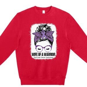 Wife Of A Warrior Purple Ribbon Testicular Cancer Awareness Premium Crewneck Sweatshirt