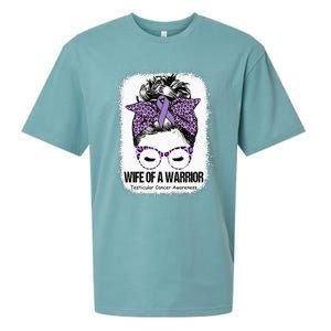 Wife Of A Warrior Purple Ribbon Testicular Cancer Awareness Sueded Cloud Jersey T-Shirt