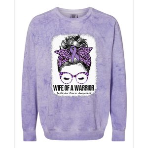 Wife of a Warrior Purple Ribbon Testicular Cancer Awareness Colorblast Crewneck Sweatshirt