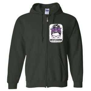 Wife of a Warrior Purple Ribbon Testicular Cancer Awareness Full Zip Hoodie