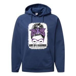 Wife of a Warrior Purple Ribbon Testicular Cancer Awareness Performance Fleece Hoodie