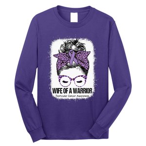 Wife of a Warrior Purple Ribbon Testicular Cancer Awareness Long Sleeve Shirt