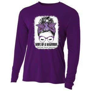 Wife of a Warrior Purple Ribbon Testicular Cancer Awareness Cooling Performance Long Sleeve Crew