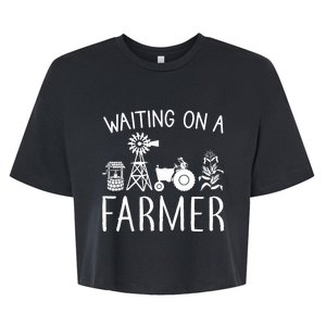 Waiting On A Farmer Funny Farming Gift Bella+Canvas Jersey Crop Tee