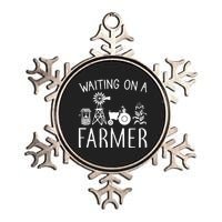 Waiting On A Farmer Funny Farming Gift Metallic Star Ornament