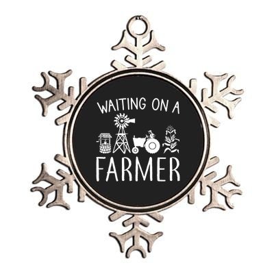 Waiting On A Farmer Funny Farming Gift Metallic Star Ornament