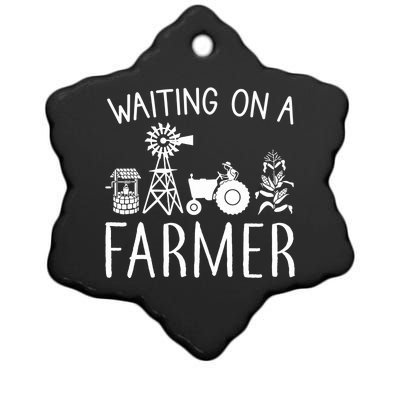 Waiting On A Farmer Funny Farming Gift Ceramic Star Ornament